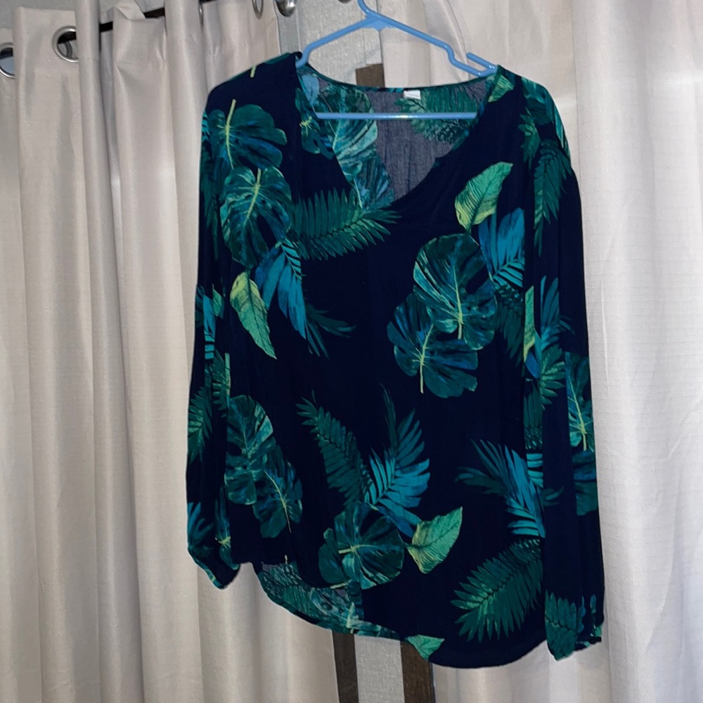 Old Navy tropical long sleeve flowy blouse